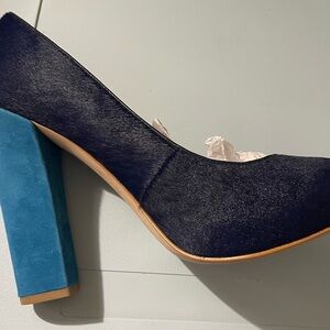 Ann Taylor Navy and Teal Block Heels